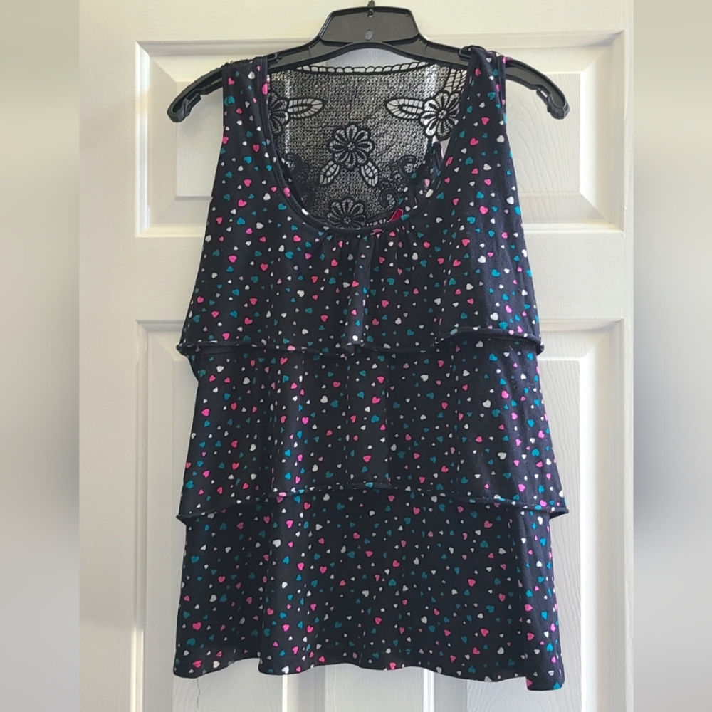 Layered Heart Tank Top with lace back